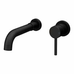 Arezzo Round Matt Black Wall Mounted (2TH) Basin Mixer Tap