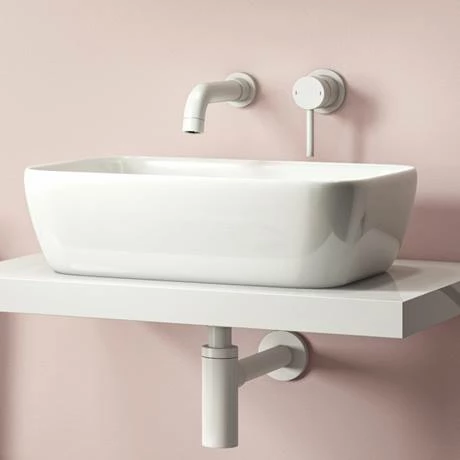 Arezzo Round Matt White Wall Mounted (2TH) Basin Mixer Tap Arezzo Round Matt White Wall Mounted (2TH) Basin Mixer Tap -Arezzo shop 2WMTWHT d1 460