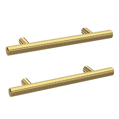 2 x Arezzo Industrial Style Knurled 'T' Bar Brushed Brass Handles (96mm Centres) 2 X Arezzo Industrial Style Knurled 'T' Bar Brushed Brass Handles (96mm Centres) -Arezzo shop 2XAZ30 p