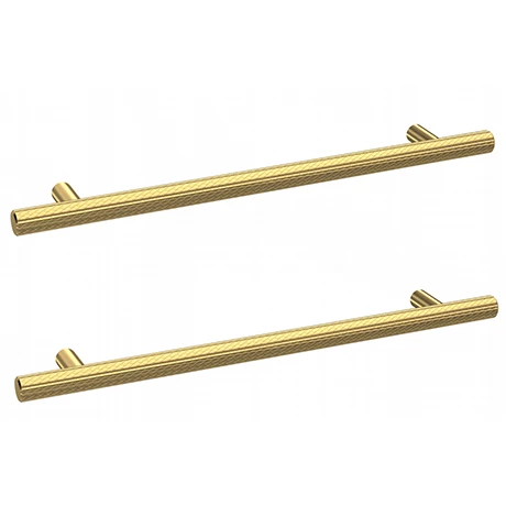2 x Arezzo Industrial Style Knurled 'T' Bar Brushed Brass Handles (192mm Centres) 2 X Arezzo Industrial Style Knurled 'T' Bar Brushed Brass Handles (192mm Centres) -Arezzo shop 2XAZ32 p