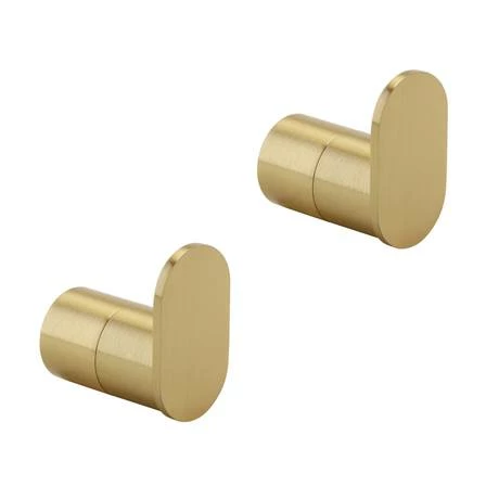 2 x Arezzo Brushed Brass Robe Hooks 2 X Arezzo Brushed Brass Robe Hooks -Arezzo shop 2XAZBBRHK d1 460