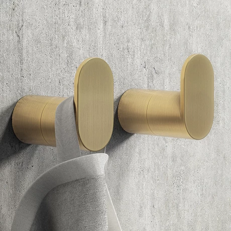 2 x Arezzo Brushed Brass Robe Hooks 2 X Arezzo Brushed Brass Robe Hooks -Arezzo shop 2XAZBBRHK p