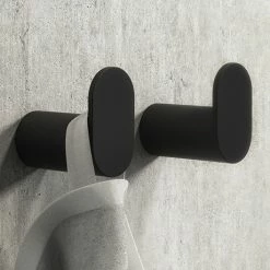 2 X Arezzo Matt Black Robe Hooks