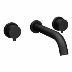 Arezzo Round Matt Black Wall Mounted (3TH) Basin Mixer Tap