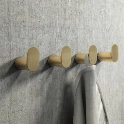 4 X Arezzo Brushed Brass Robe Hooks