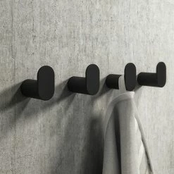 4 X Arezzo Matt Black Robe Hooks