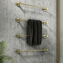 Arezzo 4-Bar Industrial Style Brushed Brass Round Towel Rail