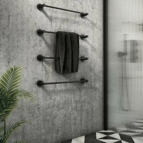 Arezzo 4-Bar Industrial Style Matt Black Round Towel Rail Arezzo 4-Bar Industrial Style Matt Black Round Towel Rail -Arezzo shop 4XISBLKTB D1 460
