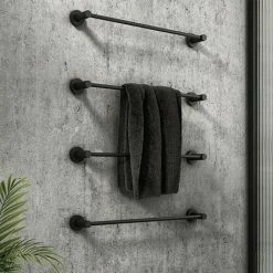 Arezzo 4-Bar Industrial Style Matt Black Round Towel Rail