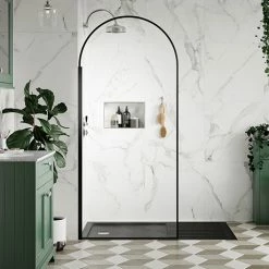 Arezzo 1400 X 900 Wet Room (incl. 800mm Arched Matt Black Framed Screen + Slate Tray)