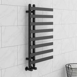 Arezzo Anthracite 800 X 500mm 8 Bars Designer Heated Towel Rail