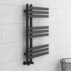 Arezzo Anthracite 800 X 500mm 9 Bars Designer Heated Towel Rail