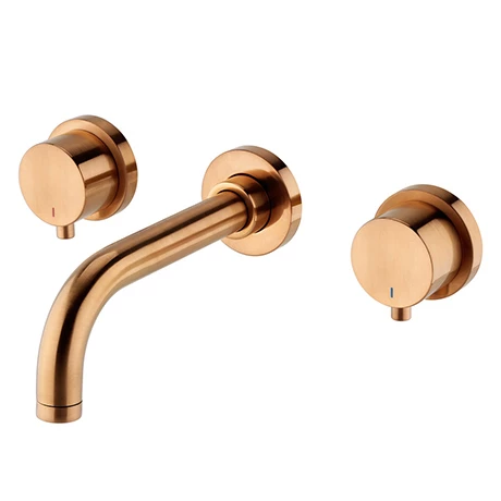 Arezzo Round Brushed Bronze Wall Mounted (3TH) Bath Filler Tap Arezzo Round Brushed Bronze Wall Mounted (3TH) Bath Filler Tap -Arezzo shop ABRZR3THW p