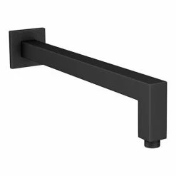 Arezzo Matt Black Square Wall Mounted 90 Degree Bend Shower Arm - 393mm