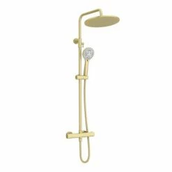 Arezzo Modern Round Thermostatic Shower (300mm Head - Brushed Brass) 4 Arezzo Modern Round Thermostatic Shower (300mm Head - Brushed Brass) -Arezzo shop ARZ3BBH detail03 460