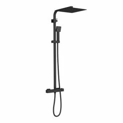 Arezzo Modern Square Thermostatic Shower (300 X 300mm Head - Matt Black)