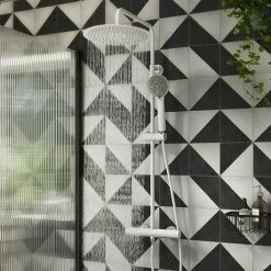 Arezzo Modern Round Thermostatic Shower (300mm Head - Matt White)