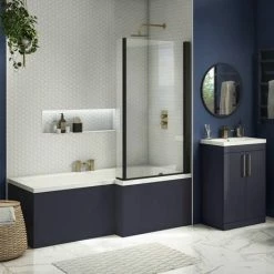 Arezzo Matt Blue L-Shaped Front Bath Panel - 1700mm -Arezzo shop ARZ735 d1 460