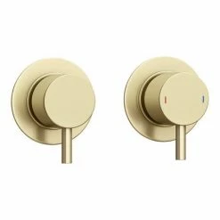 Arezzo Brushed Brass Concealed Individual Stop Tap + Thermostatic Control Valve With Ceiling Mounted Shower Head 5 Arezzo Brushed Brass Concealed Individual Stop Tap + Thermostatic Control Valve With Ceiling Mounted Shower Head -Arezzo shop ARZB ISV PK1 detail2 460