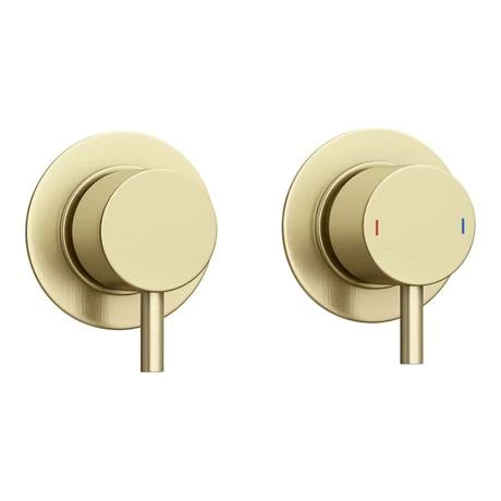 Arezzo Brushed Brass Concealed Individual Stop Tap + Thermostatic Control Valve with Ceiling Mounted Shower Head Arezzo Brushed Brass Concealed Individual Stop Tap + Thermostatic Control Valve With Ceiling Mounted Shower Head -Arezzo shop ARZB ISV PK1 detail2 460