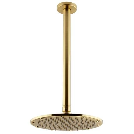 Arezzo Brushed Brass Concealed Individual Stop Tap + Thermostatic Control Valve with Ceiling Mounted Shower Head Arezzo Brushed Brass Concealed Individual Stop Tap + Thermostatic Control Valve With Ceiling Mounted Shower Head -Arezzo shop ARZB ISV PK1 detail4 460