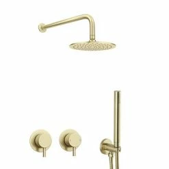 Arezzo Brushed Brass Concealed Individual Diverter + Thermostatic Control Valve With Handset + Wall Mounted Shower Head 6 Arezzo Brushed Brass Concealed Individual Diverter + Thermostatic Control Valve With Handset + Wall Mounted Shower Head -Arezzo shop ARZB ISV PK4 n d1 460