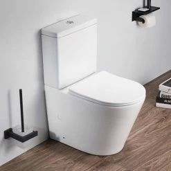 Arezzo Matt White BTW Close Coupled Toilet + Soft Close Seat