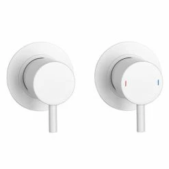 Arezzo Matt White Concealed Individual Diverter + Thermostatic Control Valve With Handset + Wall Mounted Shower Head -Arezzo shop ARZMW ISV PK4 d3 460