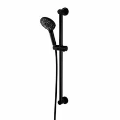 Arezzo Matt Black Round Slide Rail Kit With Multi-Function Shower Handset