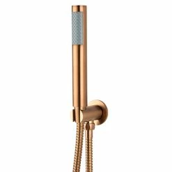 Arezzo Round Brushed Bronze Outlet Elbow With Parking Bracket, Flex + Handset