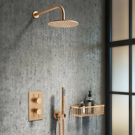 Arezzo Brushed Bronze Round Modern Twin Concealed Shower Valve with Diverter Arezzo Brushed Bronze Round Modern Twin Concealed Shower Valve With Diverter -Arezzo shop AVLVBRZ2 d1 460