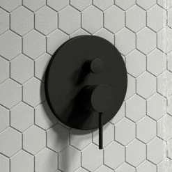 Arezzo Matt Black Round Concealed Manual Shower Valve With Diverter 5 Arezzo Matt Black Round Concealed Manual Shower Valve With Diverter -Arezzo shop AZ MSVD d3 460