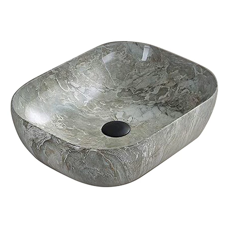 Arezzo 505 x 405mm Curved Rectangular Counter Top Basin - Gloss Grey Marble Effect Arezzo 505 X 405mm Curved Rectangular Counter Top Basin - Gloss Grey Marble Effect -Arezzo shop AZ1015 p
