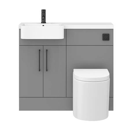 Arezzo 1000 Matt Grey Semi-Recessed Round Combination Vanity Unit (Matt Black Flush & Handles) Arezzo 1000 Matt Grey Semi-Recessed Round Combination Vanity Unit (Matt Black Flush & Handles) -Arezzo shop AZ10GMB d6 460