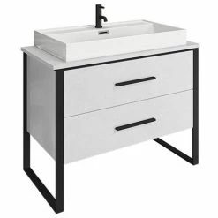 Arezzo Countertop Basin Unit - Gloss White With Black Frame - 1000mm Inc. Basin