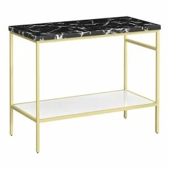 Arezzo 1010 Black Marble Effect Worktop With Brushed Brass Framed Washstand