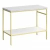 Arezzo 1010 White Marble Effect Worktop With Brushed Brass Framed Washstand -Arezzo shop AZ10WSBBMW p