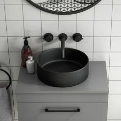 Arezzo 352mm Matt Black Round Counter Top Basin