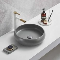 Arezzo Round Counter Top Basin (420mm Diameter - Matt Grey) -Arezzo shop AZ114MG d1 460