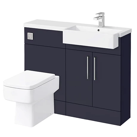 Arezzo 1100 Matt Blue Semi-Recessed Square Combination Vanity Unit (Chrome Flush & Handles) Arezzo 1100 Matt Blue Semi-Recessed Square Combination Vanity Unit (Chrome Flush & Handles) -Arezzo shop AZ11BCSH p
