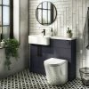 Arezzo 1100 Matt Blue Semi-Recessed Round Combination Vanity Unit (Matt Black Flush & Handles)