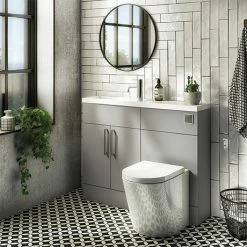 Arezzo 1100 Matt Grey Slimline Combination Vanity Unit (Chrome Flush & Handles)