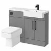 Arezzo 1100 Matt Grey Semi-Recessed Square Combination Vanity Unit (Matt Black Flush & Handles) -Arezzo shop AZ11GMBSH p