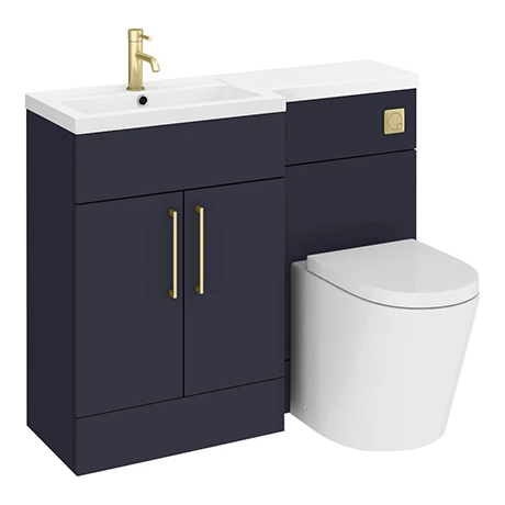 Arezzo 1100 Matt Blue Combination Furniture Pack (Brushed Brass Flush & Handles) Arezzo 1100 Matt Blue Combination Furniture Pack (Brushed Brass Flush & Handles) -Arezzo shop AZ11LBB p