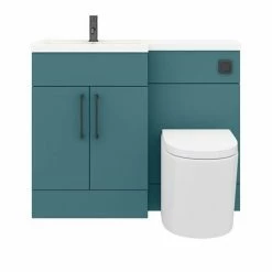Arezzo 1100 Matt Green Combination Furniture Pack (Matt Black Flush & Handles) -Arezzo shop AZ11LGNMB d6 460