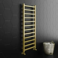 Arezzo Cube Brushed Brass 1200 X 500 Heated Towel Rail