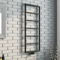 Arezzo Matt Black 1200 X 500 Ladder Heated Towel Rail
