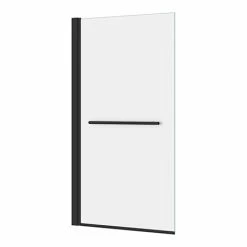 Arezzo Matt Black 785 X 1435mm Hinged Square Bath Screen + Rail