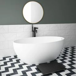 Arezzo 1600 X 855 Matt White Solid Stone Curved Single Ended Bath