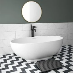 Arezzo 1690 X 800 Matt White Solid Stone Curved Double Ended Bath